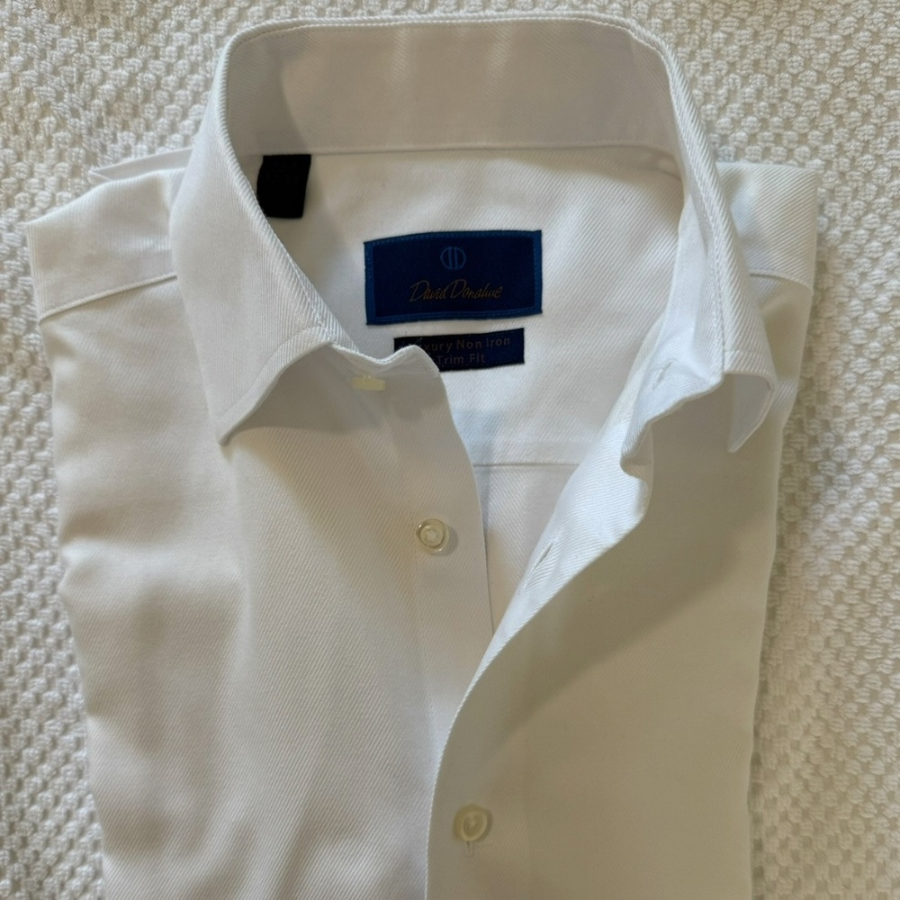 David Donahue Dress Shirt Luxury Non Iron Trim Fit